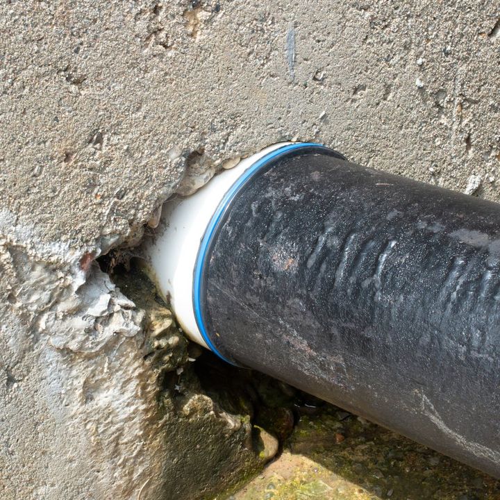 ICON joining a pipe stub in a concrete foundation wall to a second pipe