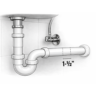 Marking a 1.5 inch section of the trap arm under a sink