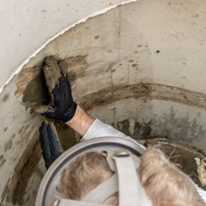 Packing Strong-Plug into a manhole wall