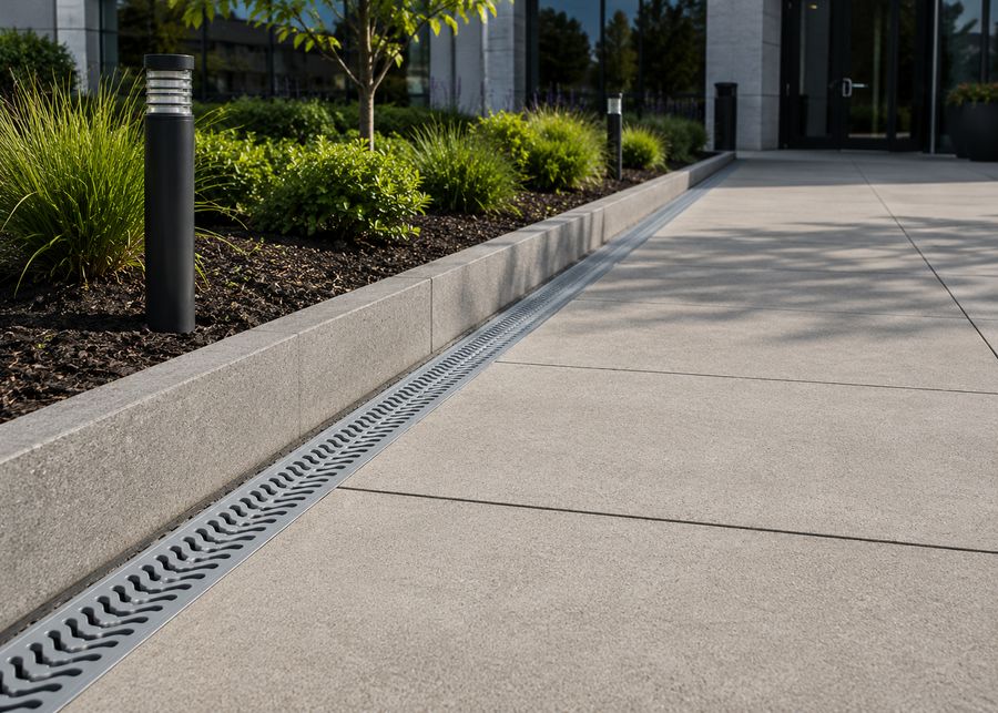 StormDrain Plus along a concrete walkway