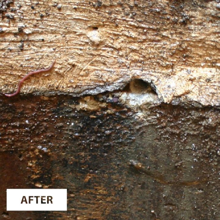 The same joint after injection, no longer running