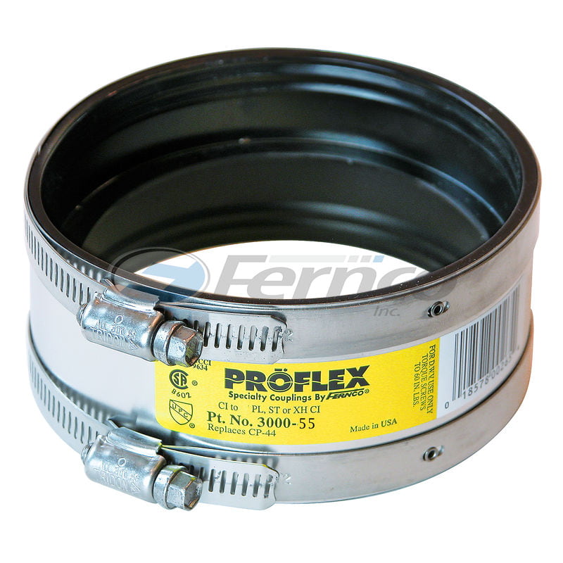 Stream 33 CI/PL 1-1/2" Flex Seal Pipe Coupling Fernco Plastic Copper Steel 
