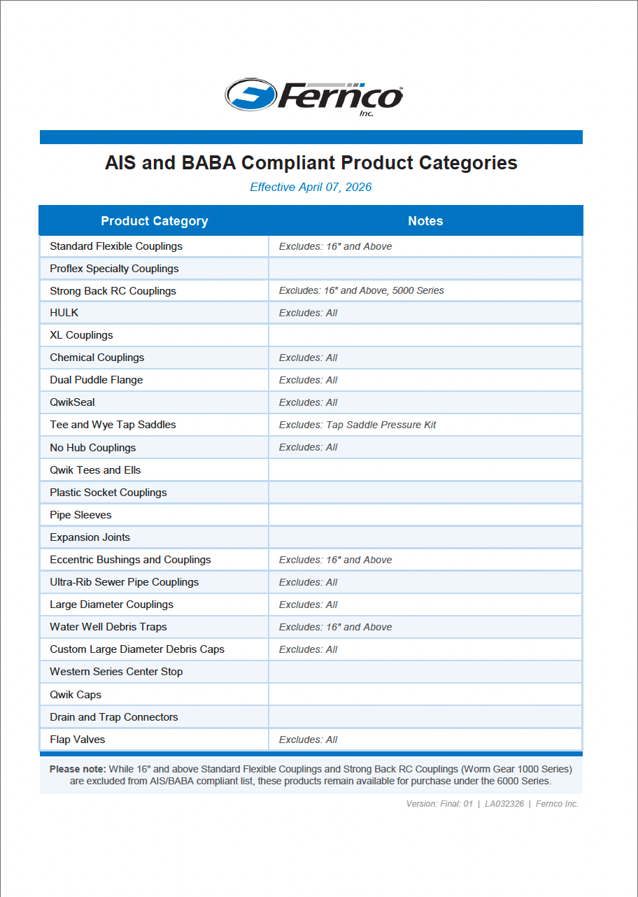 AIS + BABA Scope List | Fernco - US